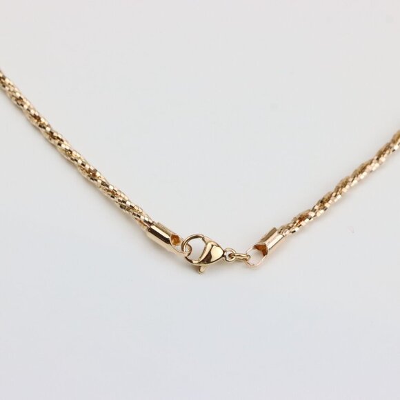 Elegant Rose Gold Twisted Rope Chain Necklace, XPNL0289 - Picture 3 of 10